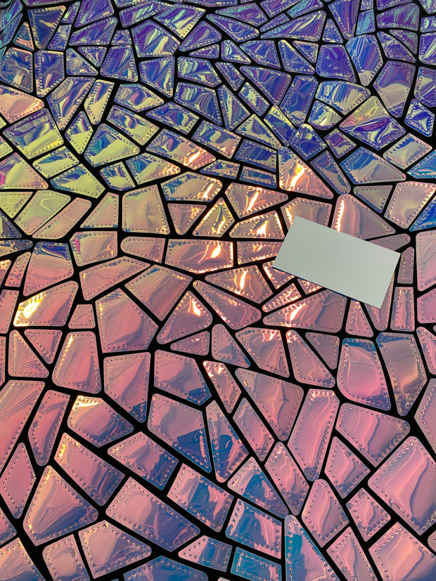 Iridescent Mosaic Design Lazer Cut On Velvet Backing