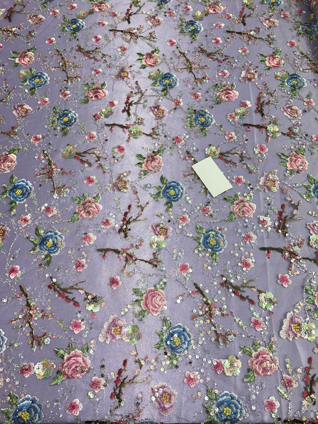 Embroidered Flowers sequins Lace