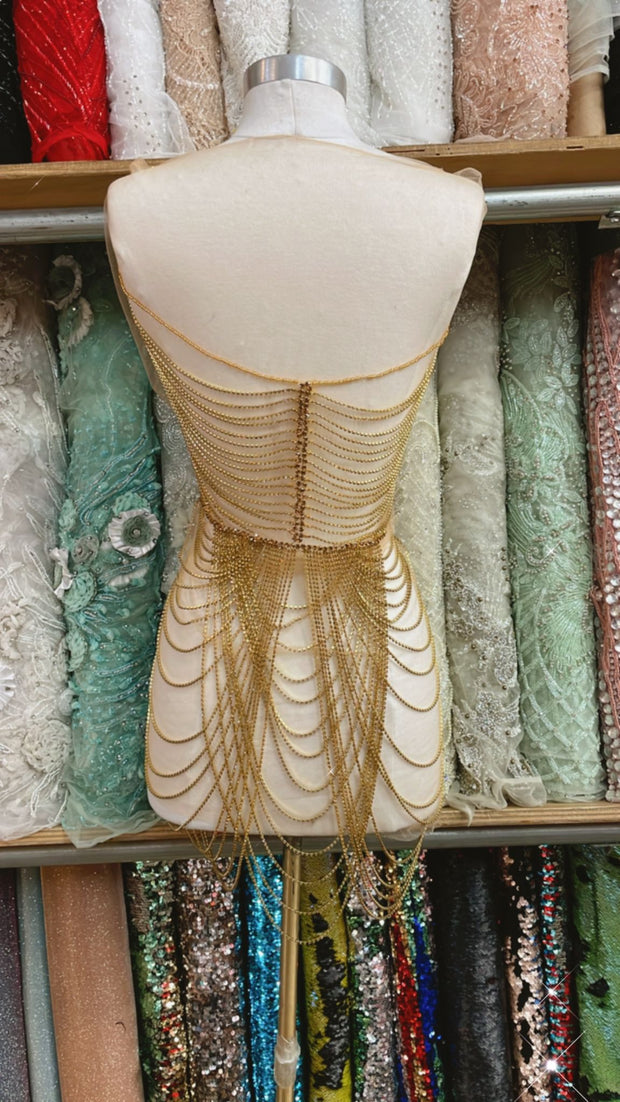 Rhinestone Drip Chains Front and Back Panel