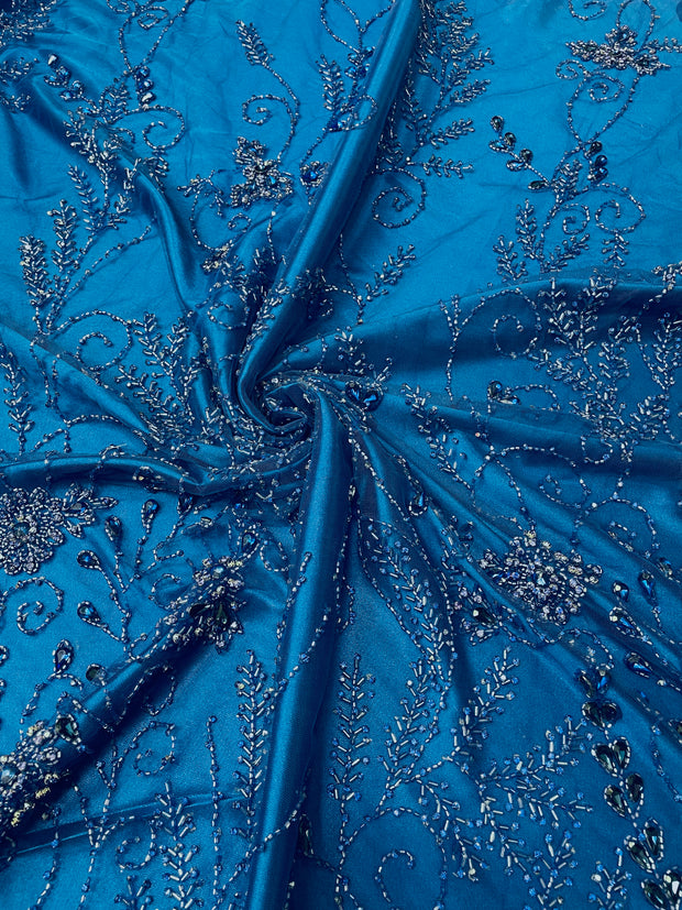 Floral Swirls Hand Beaded Gradient Design