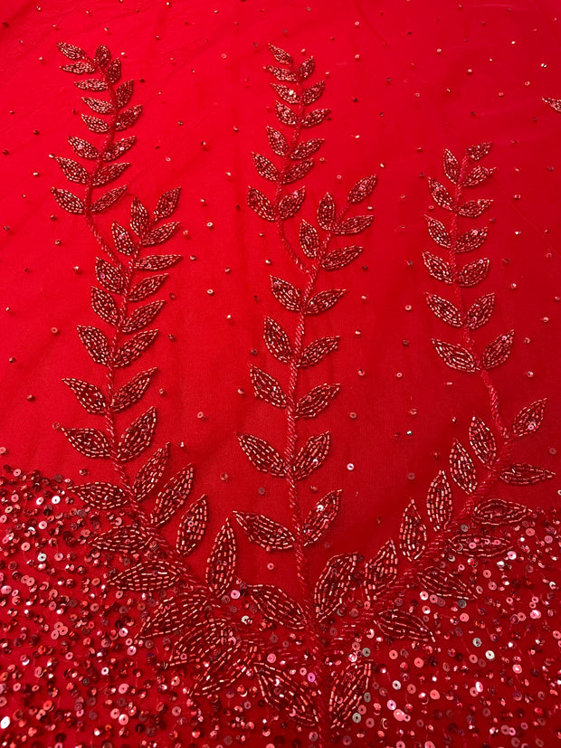 Hand Beaded Leafy Vines