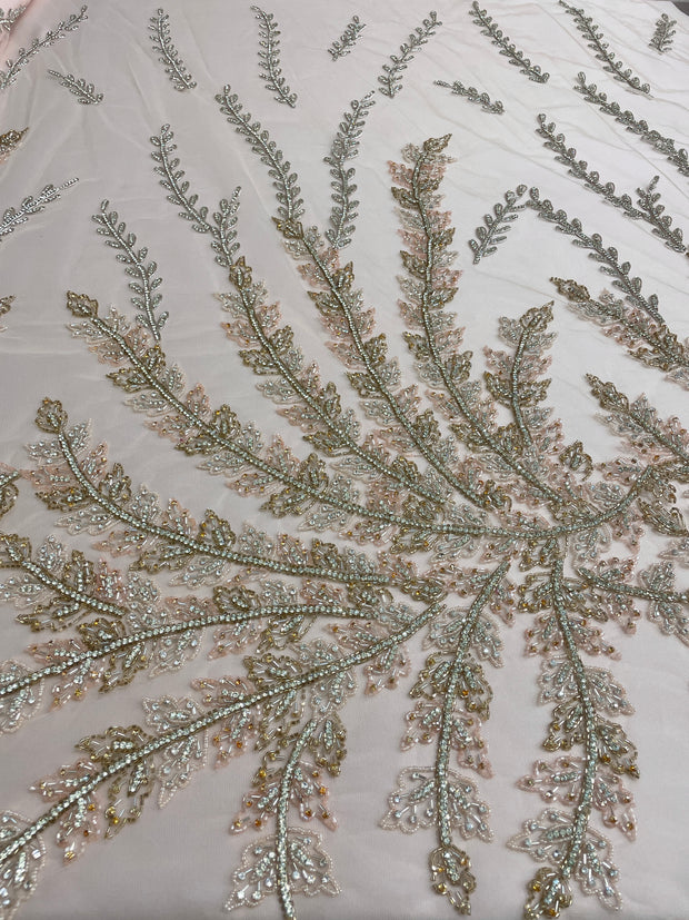 Hand Beaded Tree Branch Design With Gradient Appliques