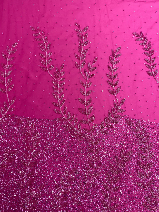 Hand Beaded Leafy Vines