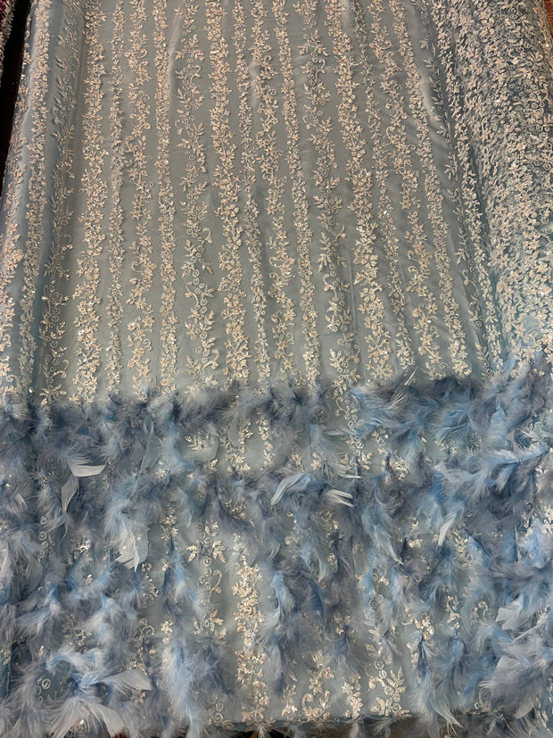 Glitter feather fabric