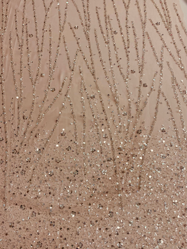 Hand Beaded And Floral Sequins Gradient Design