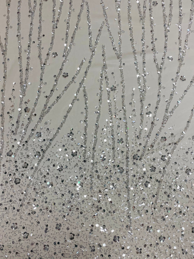 Hand Beaded And Floral Sequins Gradient Design