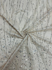 Hand Beaded And Floral Sequins Gradient Design