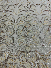 Hand Beaded Sequin Swirl Design on Mesh