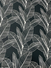 Black and White Leaf Print Silk