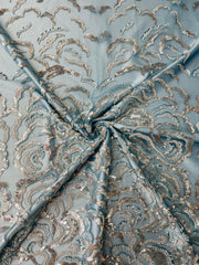 Hand Beaded Sequin Swirl Design on Mesh