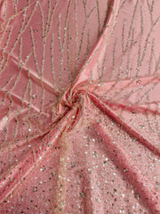 Hand Beaded And Floral Sequins Gradient Design