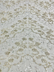 Hand Beaded Sequin Zig Zag Bridal Lace