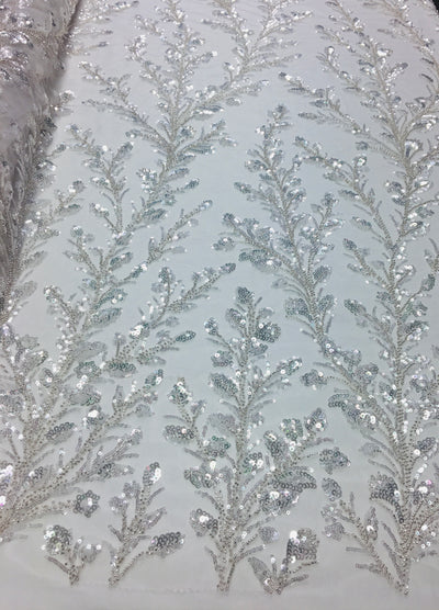 Leaf Branch Bridal Hand Beaded Lace