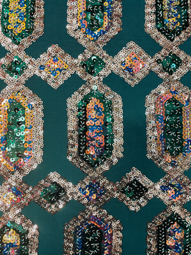 Hexagon Sequin Stretch Mesh