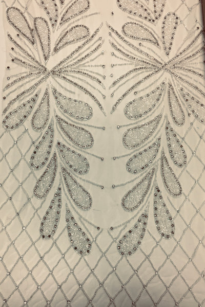 3D hand beaded leaf lace