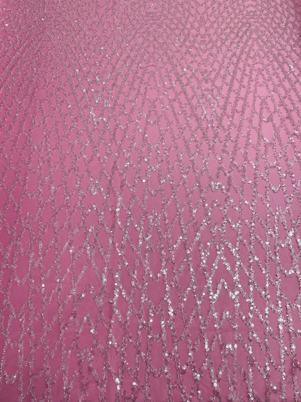 Criss Cross Clear Sequin Mesh