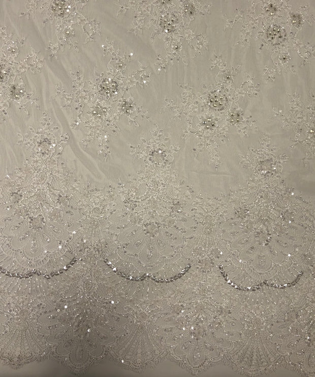 Hand Beaded Chantely lace
