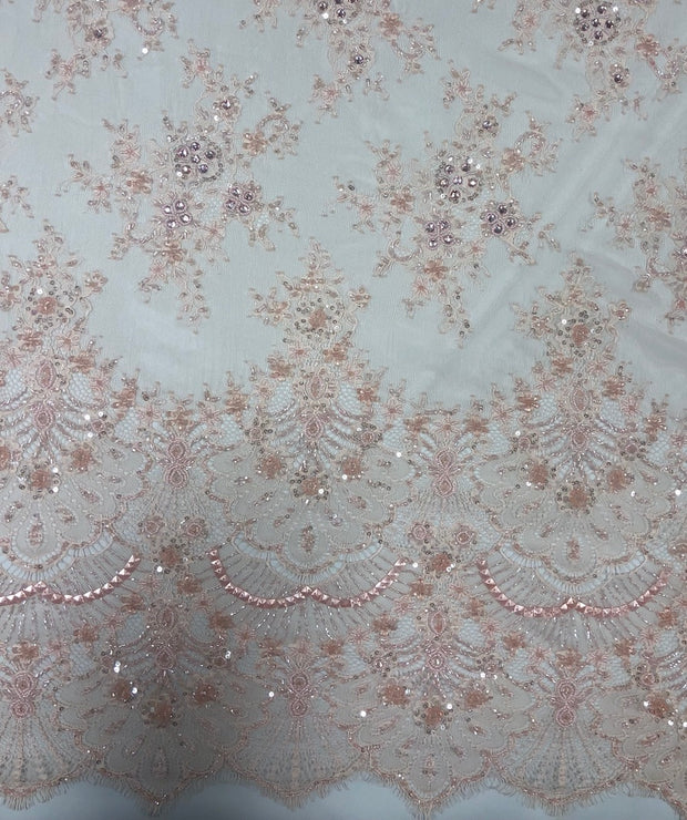 Hand Beaded Chantely lace