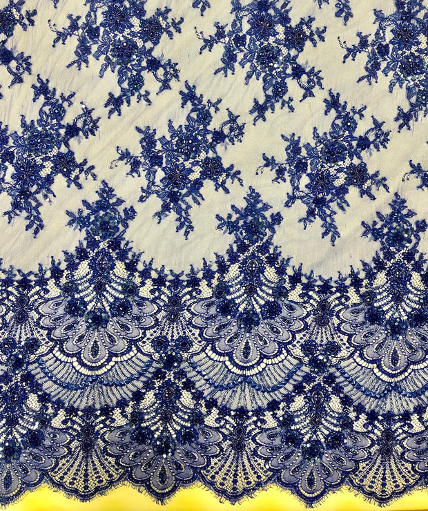 Hand Beaded Chantely lace