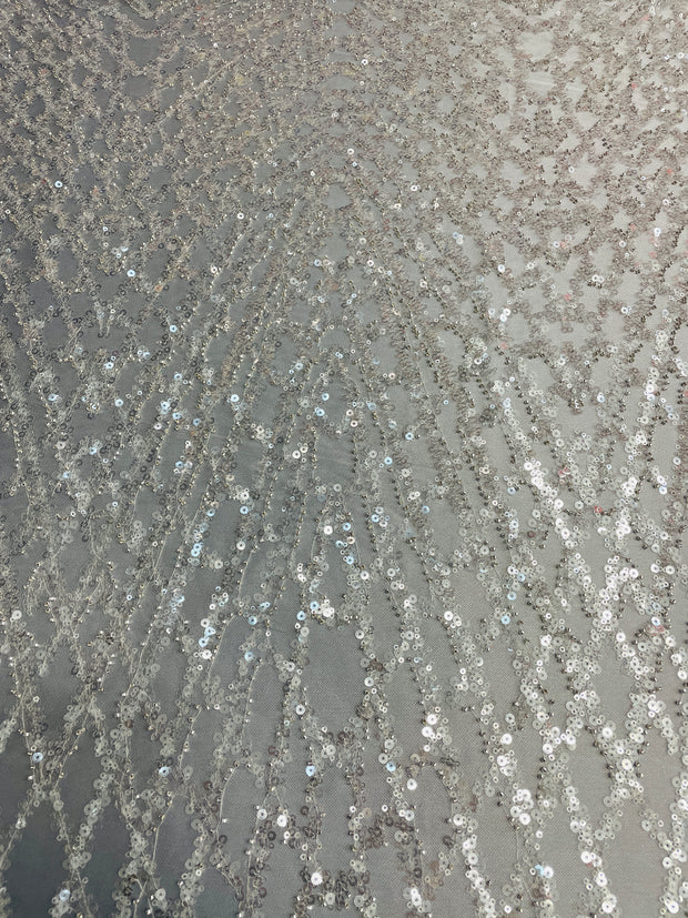Criss Cross Clear Sequin Mesh