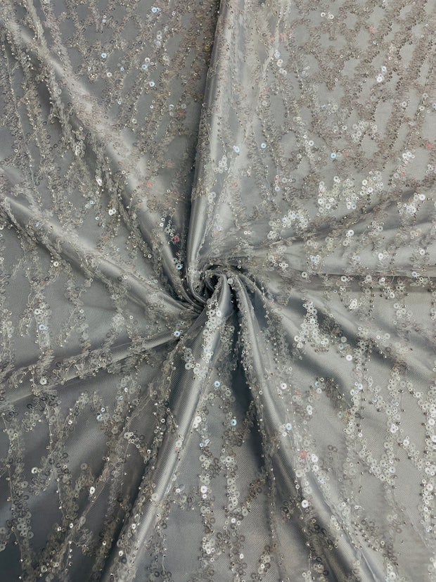 Criss Cross Clear Sequin Mesh