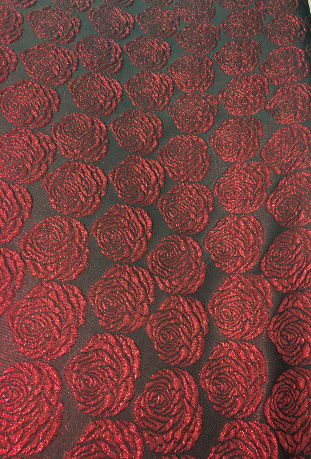 Rose flower metallic brocade