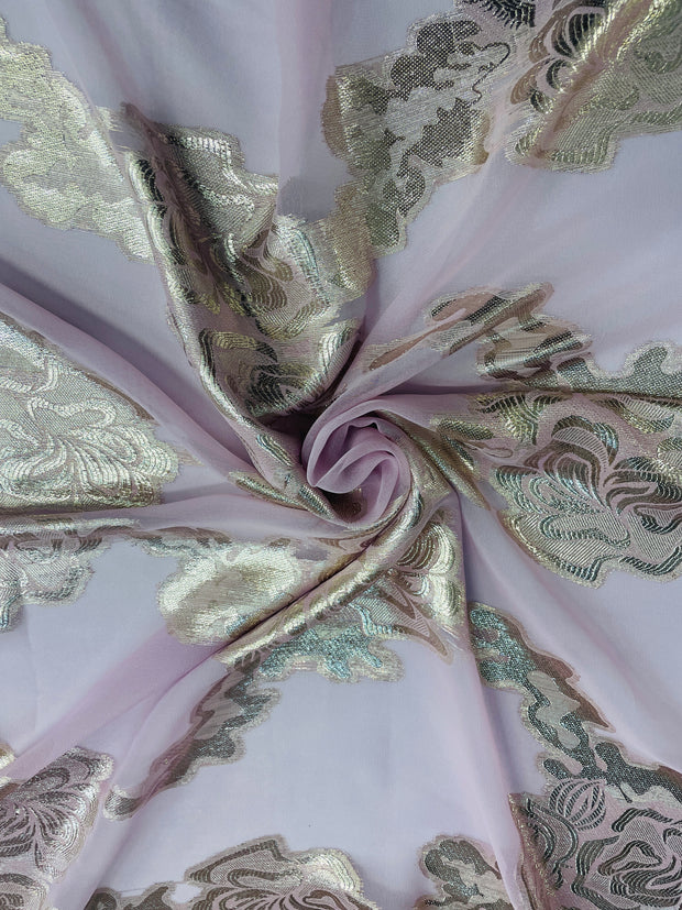 Bouquet Lame Design on Silk