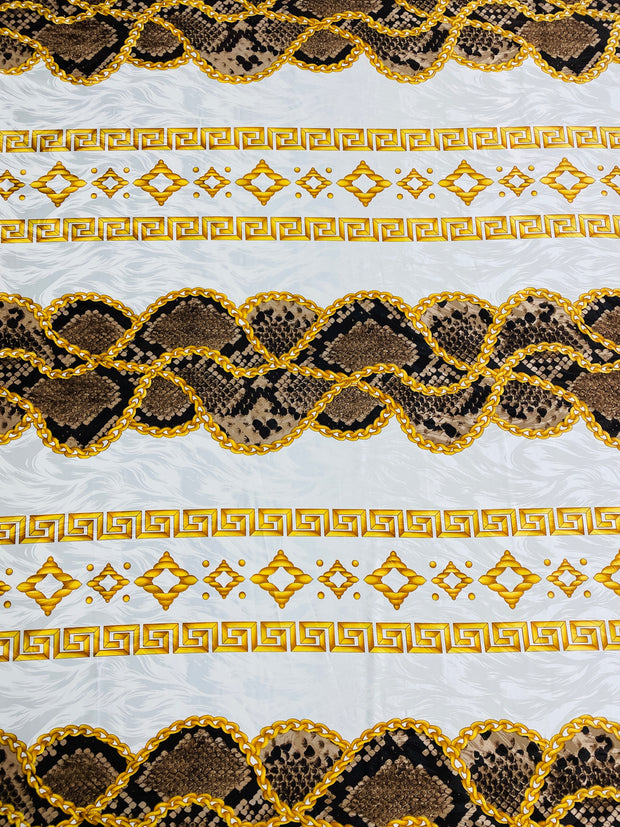 Gold Chain Stripe Silky Print