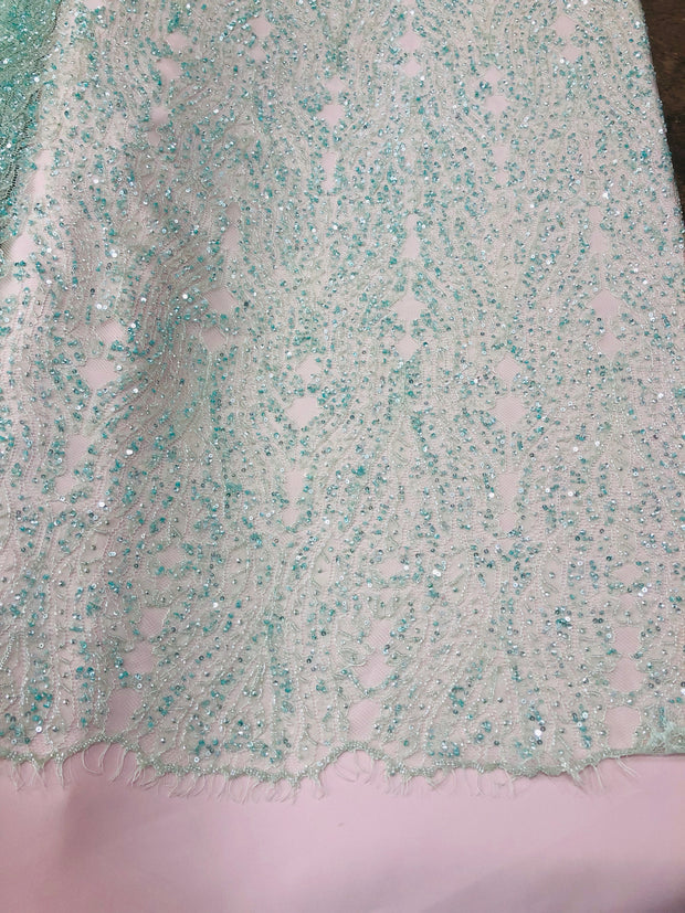 Zinnia hand beaded lace