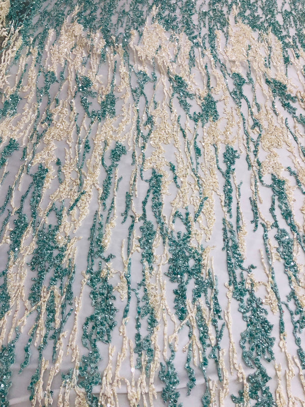 Ripples Hand beaded Lace