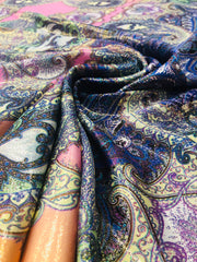 Magnolia print silky polyester lame
