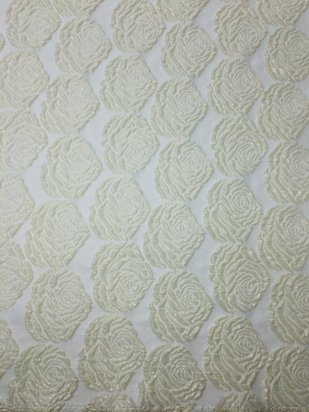Rose flower metallic brocade