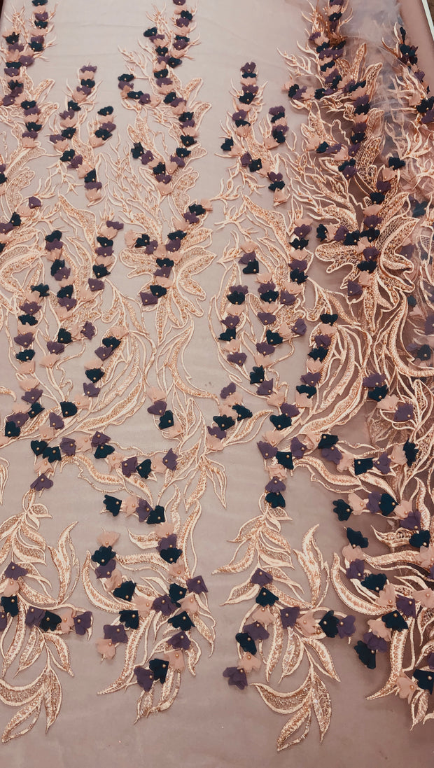 Hand Beaded 3D Lace