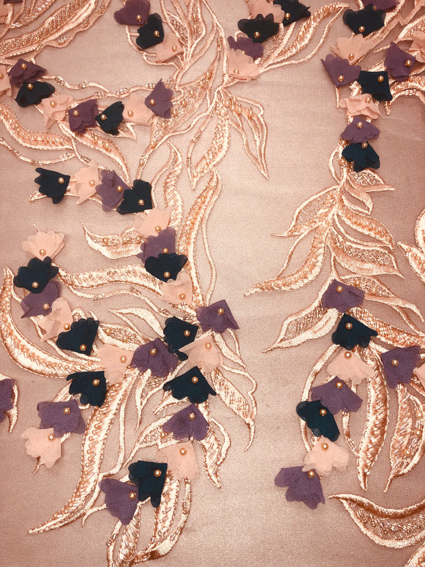 Hand Beaded 3D Lace