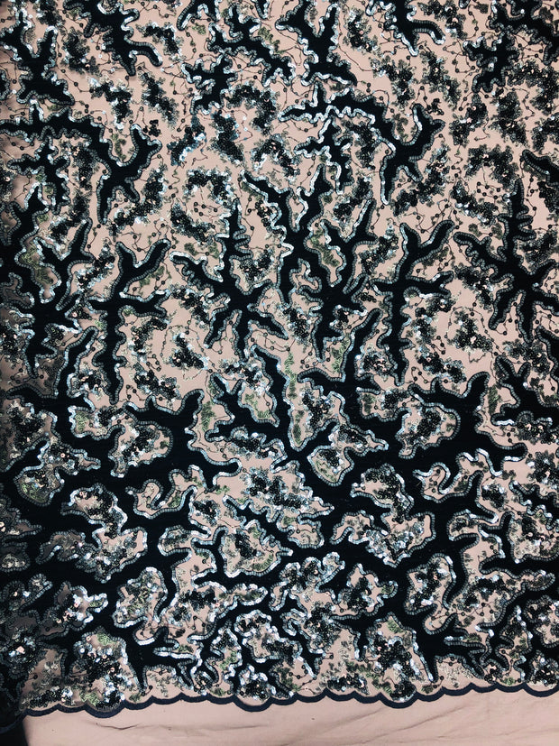 Laser cut velvet with sequin