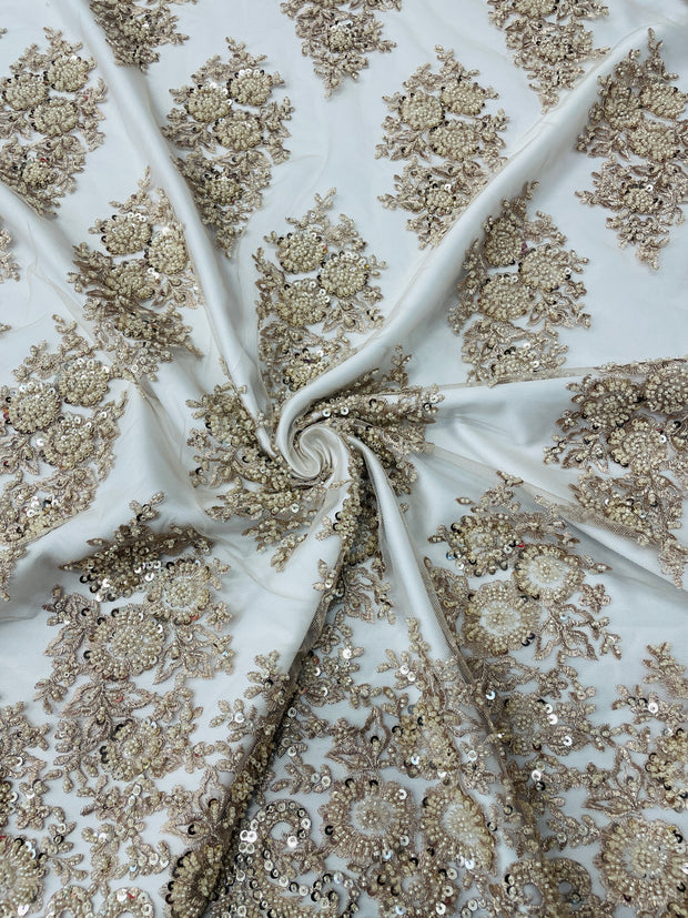 Hand Beaded Applique with Edge Trim