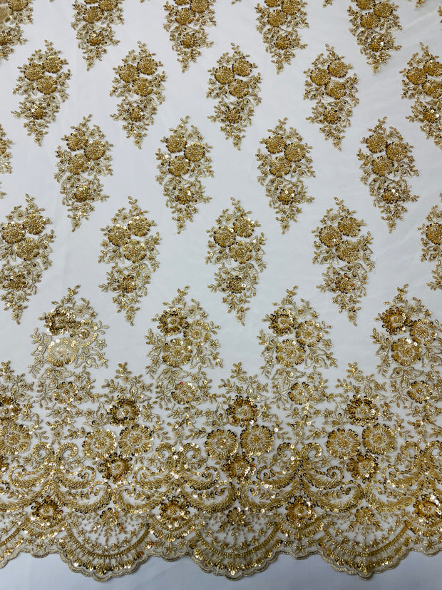 Hand Beaded Applique with Edge Trim