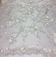 3D Hand Beaded Lace with Pearls