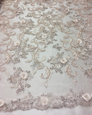 3D Hand Beaded Lace with Pearls