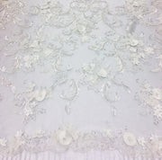 3D Hand Beaded Lace with Pearls