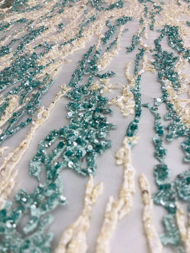 Ripples Hand beaded Lace