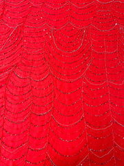 Hand Beaded Mesh With Rhinestone Chains