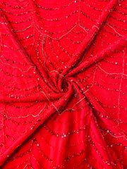 Hand Beaded Mesh With Rhinestone Chains