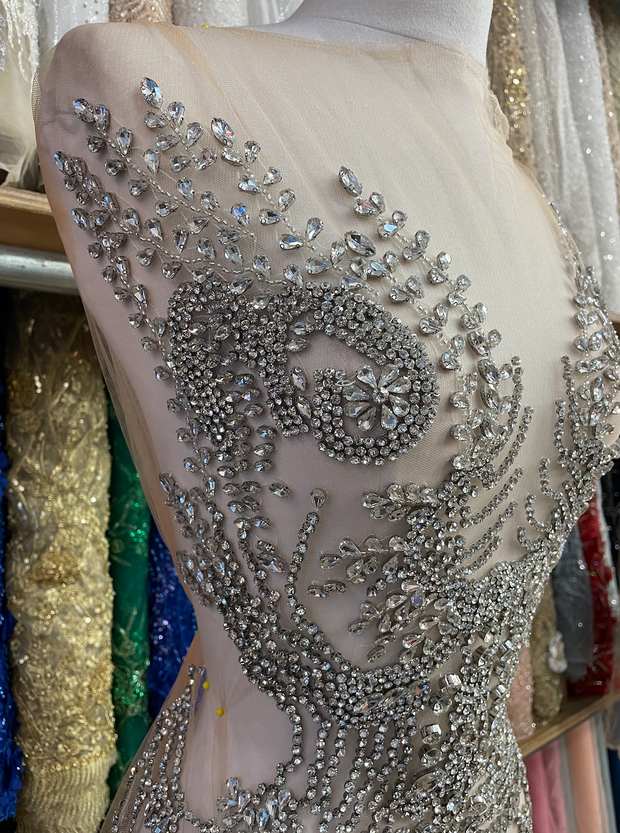 Rhinestone Swirl Galore Panel in Silver and Gold