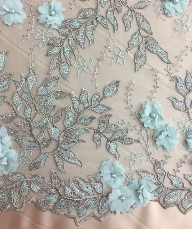 Pearl 3d Hand Beaded Lace
