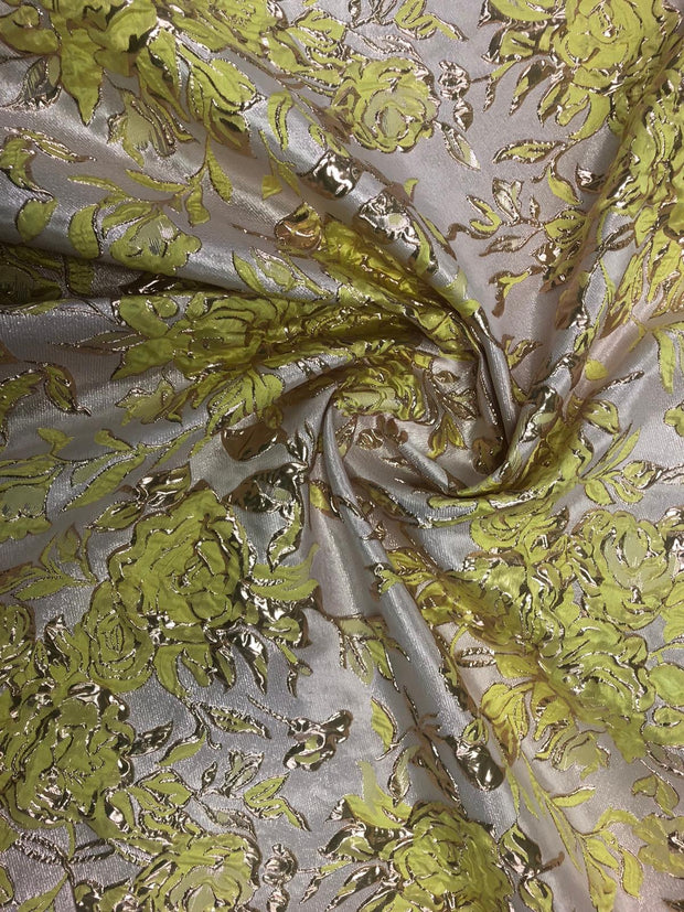 glazed flower metallic brocade