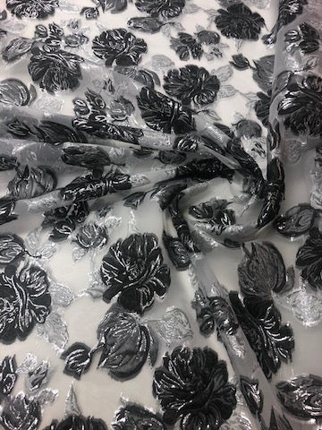 Organza rosette metallic brocade