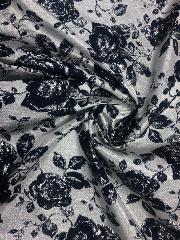 Forest flower metallic brocade