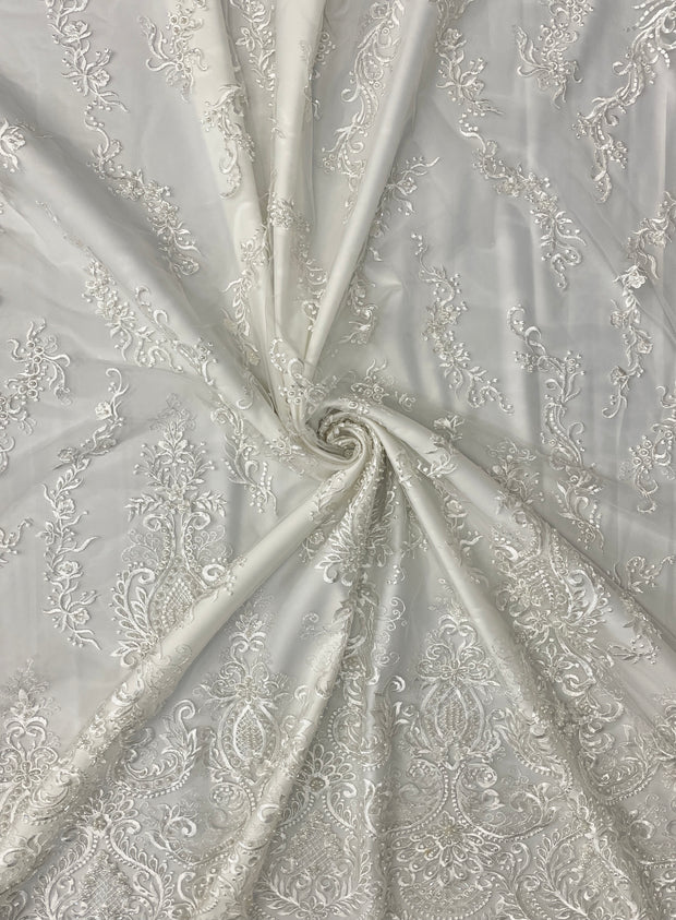 Anna Beaded Bridal Embroidery On Mesh