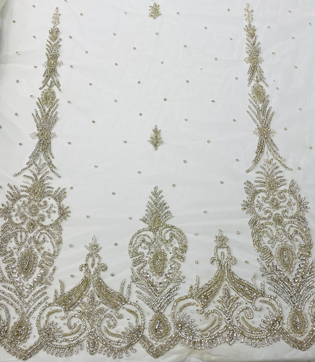 Arabian hand beaded applique mesh
